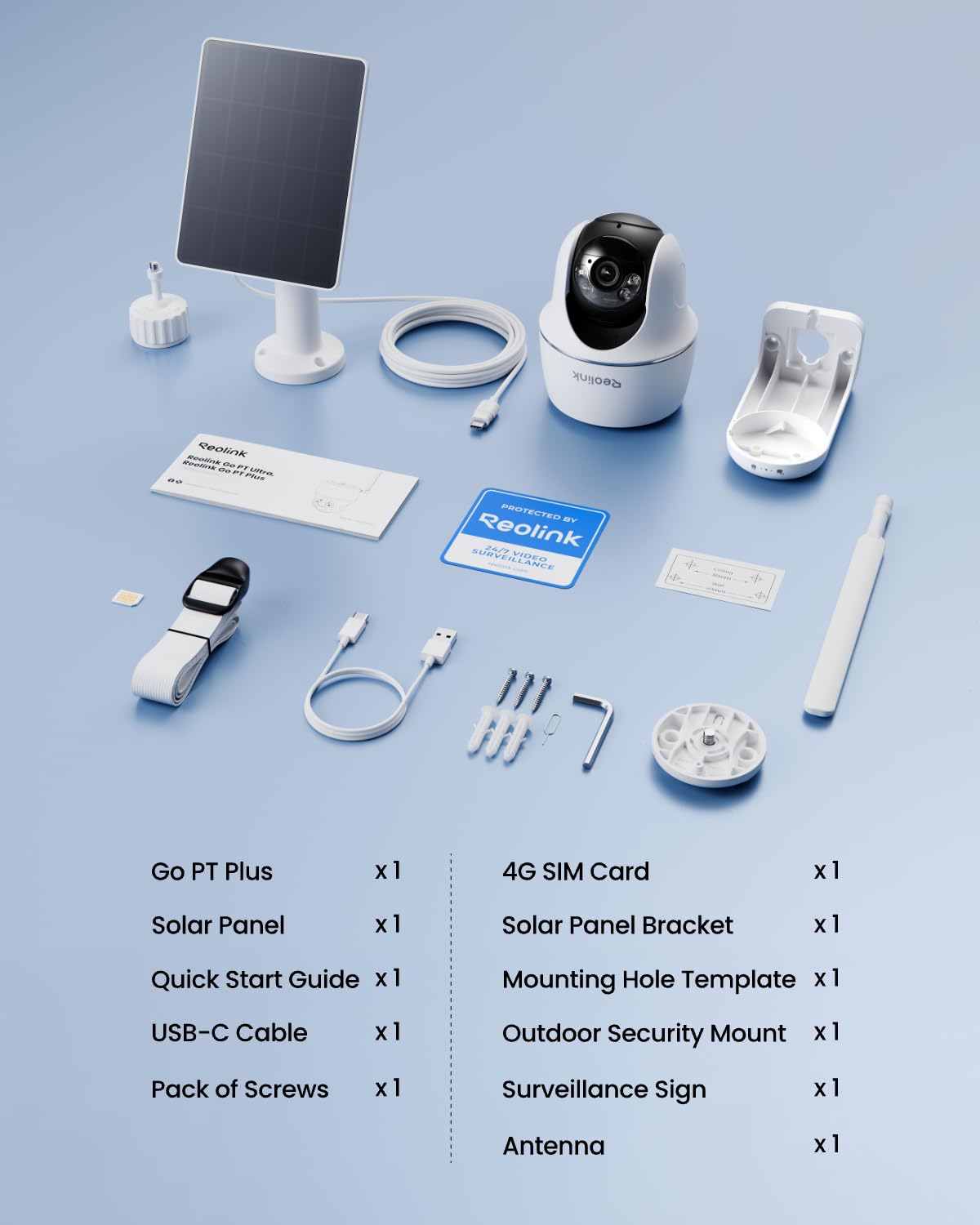 Reolink Go PT Plus 4G LTE Solar PTZ Camera, 3K No WiFi