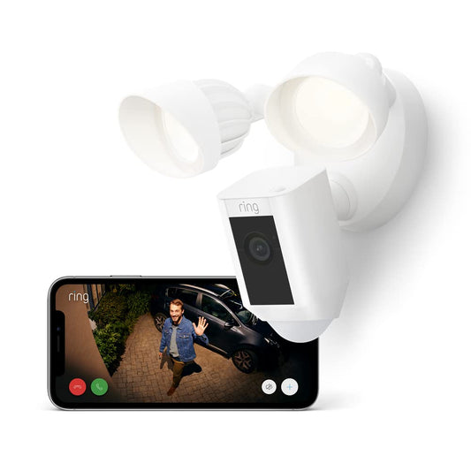 Ring Floodlight Cam Wired Plus 1080p Outdoor Security Camera – White