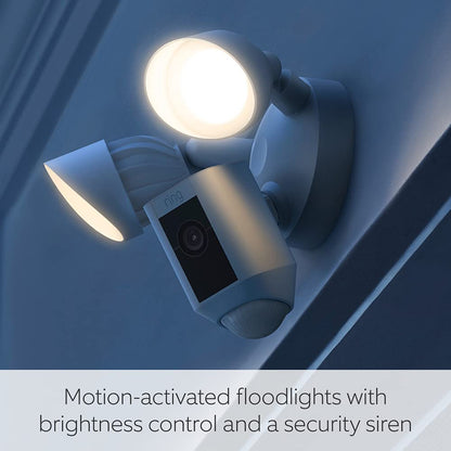 Ring Floodlight Cam Wired Plus 1080p Outdoor Security Camera – White
