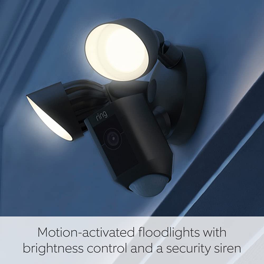 Ring Floodlight Cam Wired Plus 1080p Outdoor Security Camera – Black