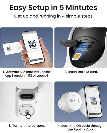 Reolink Go PT Plus 4G LTE Solar PTZ Camera, 3K No WiFi