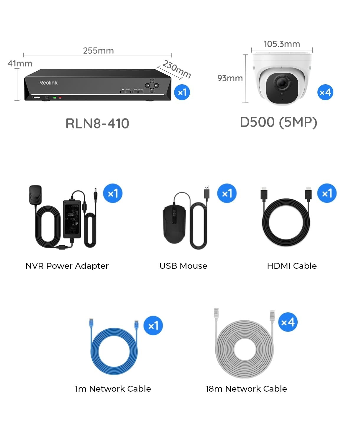 Reolink 5MP PoE CCTV System 8CH NVR + 2TB HDD – RLK8-520D4