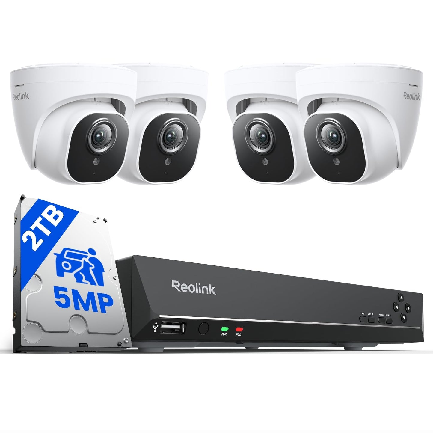 Reolink 5MP PoE CCTV System 8CH NVR + 2TB HDD – RLK8-520D4