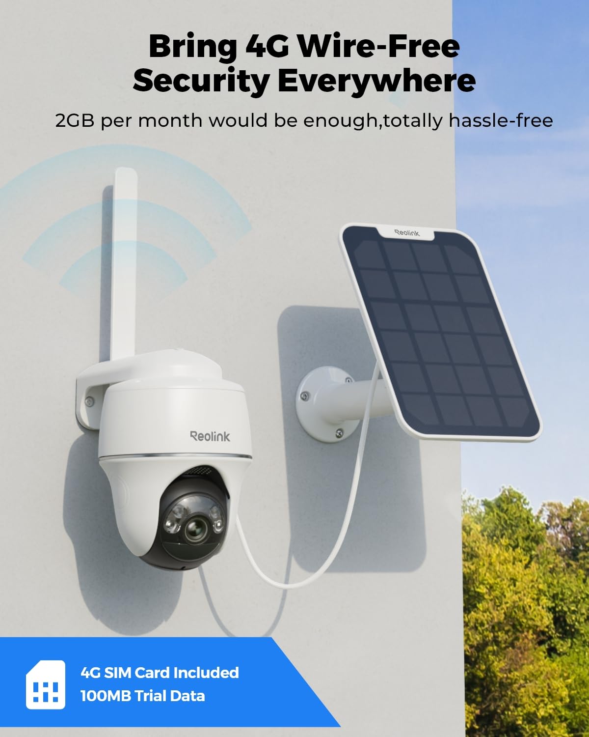 Reolink Go PT Plus 4G LTE Solar PTZ Camera, 3K No WiFi