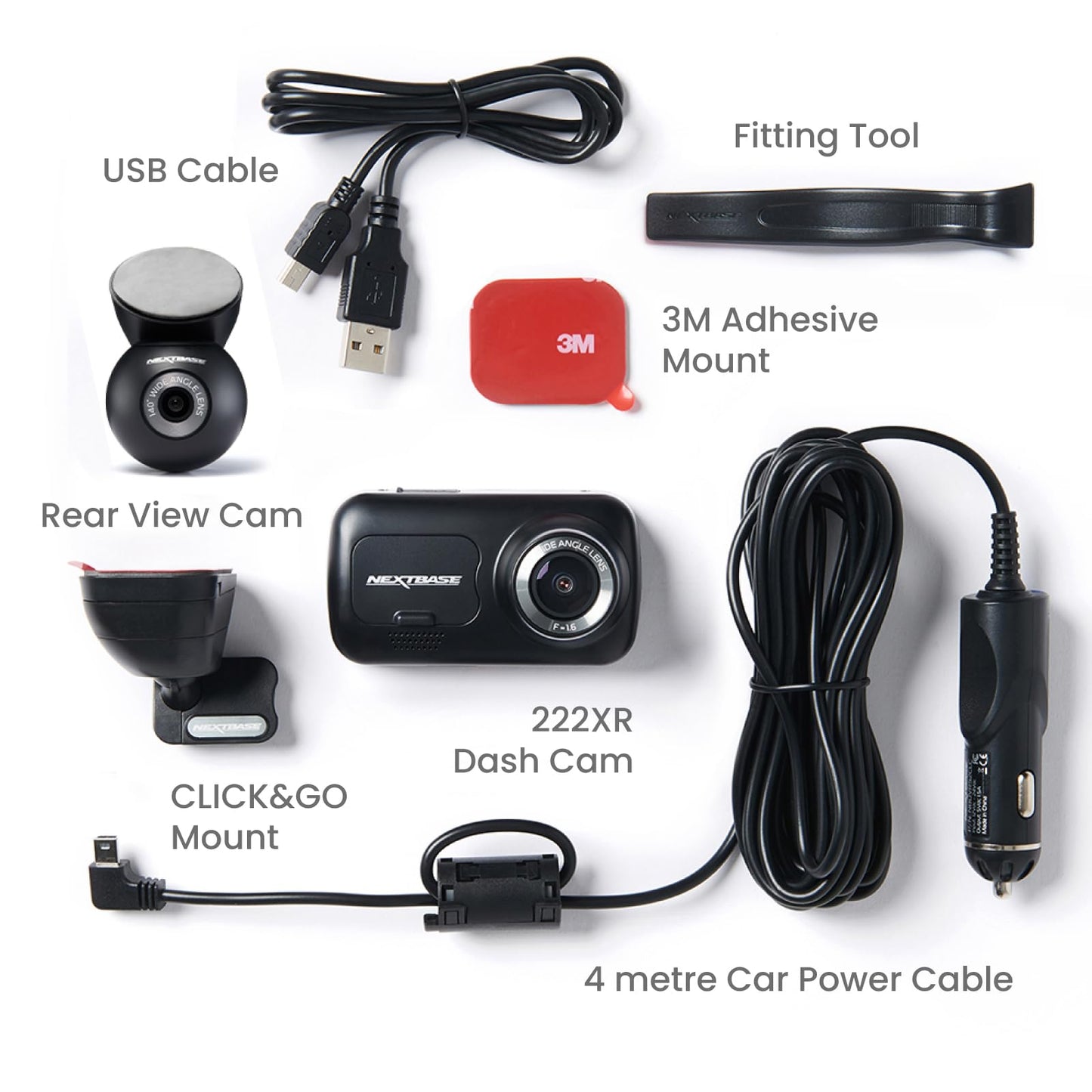 Nextbase 222XR Front & Rear Dash Cam 1080p, Night Vision