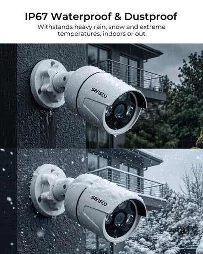 SANSCO 5MP Wired Outdoor CCTV Security System 8 Cameras + 3TB HDD