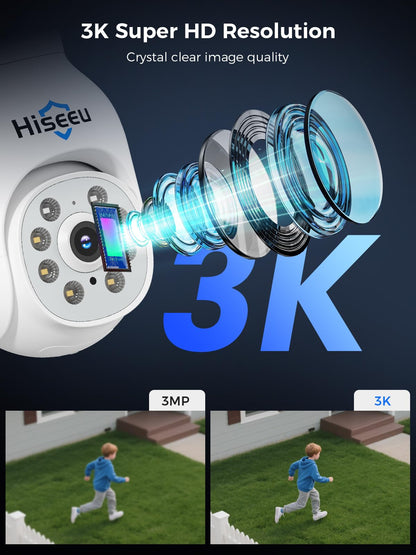 Hiseeu 5MP Wireless CCTV System 10" Monitor, 4 PTZ Cameras