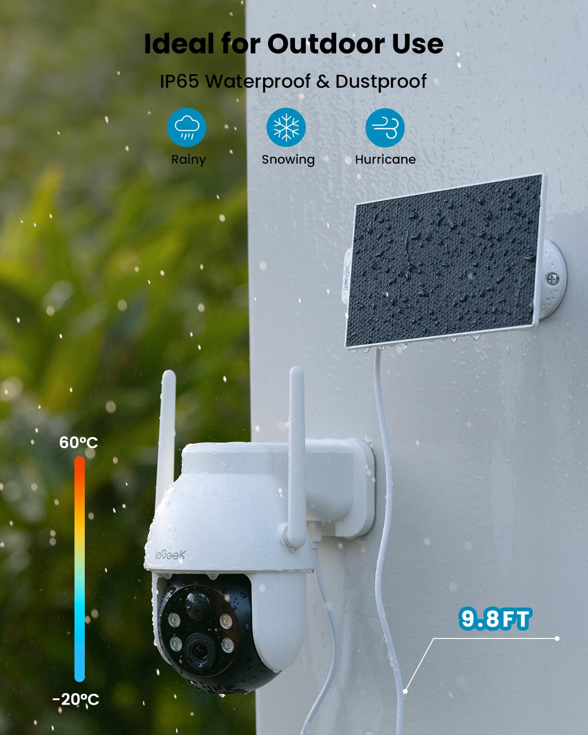 ieGeek 2K Solar PTZ Outdoor Camera Wireless 2-Pack, 360°