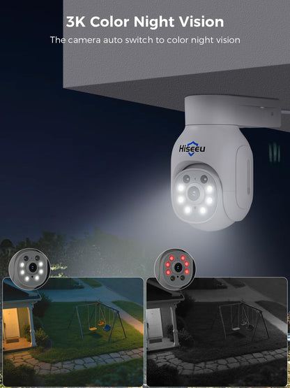 Hiseeu 5MP Wireless CCTV System 10" Monitor, 4 PTZ Cameras