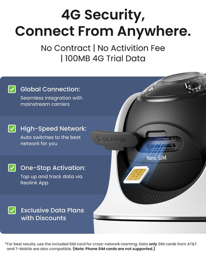 Reolink Go PT Plus 4G LTE Solar PTZ Camera, 3K No WiFi