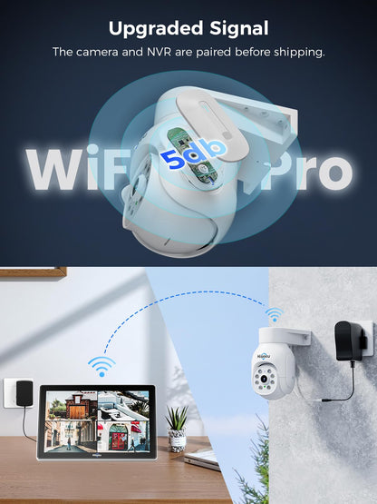 Hiseeu 5MP Wireless CCTV System 10" Monitor, 4 PTZ Cameras