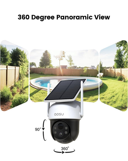 aosu 2K Solar Wireless Outdoor Security Camera, Auto Tracking